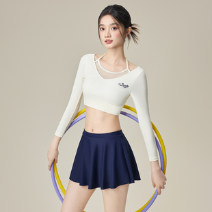 兩件套泳裝 泳衣女2025年夏新款 防曬大碼 海邊度假長袖 分體運動裙式