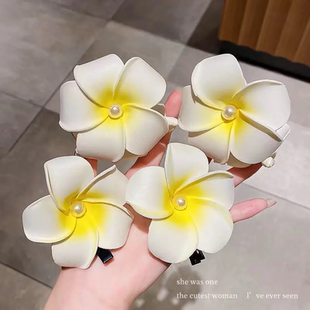 超仙雞蛋花頭飾夏季 海邊沙灘旅游度假拍照發(fā)卡雞蛋花發(fā)夾傣族頭飾