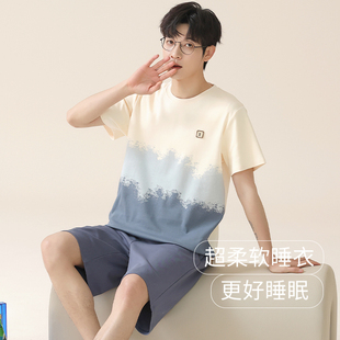 夏季 短褲 薄款 男士 睡衣男款 可愛卡通涼爽可外穿家居服套裝 純棉短袖