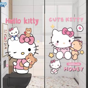 KT貓貼紙房間改造門(mén)貼墻貼紙新款 kitty貓可愛(ài) 防水衣柜貼紙hello