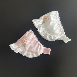 嬰兒囟門發帶胎帽女寶寶夏季 遮陽帽純棉花邊公主風小月齡洋氣 薄款