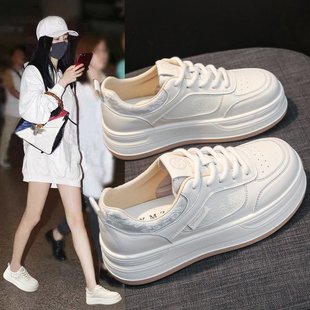 面包鞋 松糕厚底小白鞋 百搭超火爆款 新款 增高休閑板 女2025年秋·季