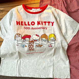卡通家居服夏款 侘町2025年新款 睡衣夏天季 長褲 聚會kitty純棉短袖