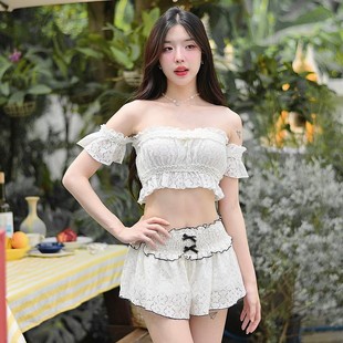 比基尼高腰遮肚小胸聚攏溫泉游泳裝 泳衣女新款 兩件套性感分體裙式