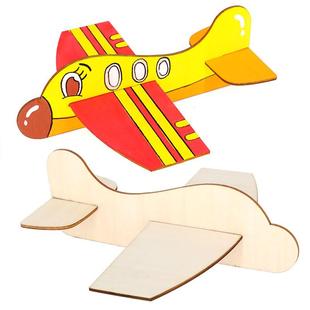 空白木質拼插飛機 兒童益智DIY玩具白坯模型 幼兒園繪畫涂鴉材料