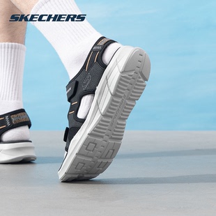 Skechers 運(yùn)動(dòng)沙灘鞋 秋季 透氣露趾涼拖鞋 休閑輕便 男士 斯凱奇