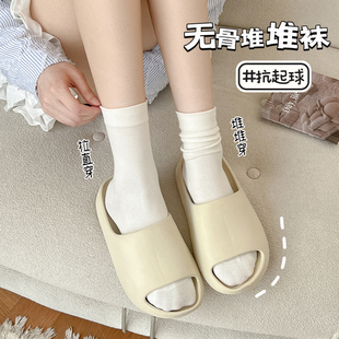 白色無(wú)骨襪子女中筒襪ins潮純棉春夏薄款 日系松口月子襪春秋長(zhǎng)襪