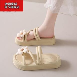 甜美花朵配裙子厚底外出海邊沙灘涼拖 2024新款 兩穿涼鞋 女夏季