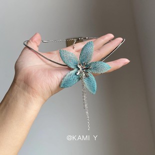 海邊度假風夸張花朵項鏈配飾女超仙氣質choker小眾高級感鎖骨鏈