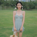 2025新款 性感聚攏連體裙顯瘦遮肉溫泉度假泳衣女 日系甜美純欲泳裝