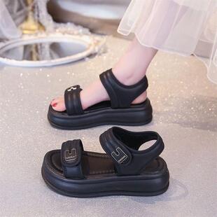 魔術(shù)貼孕婦沙灘涼拖鞋 2025新款 女外穿夏季 高級感厚底羅馬運動涼鞋