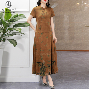 桑蠶絲國風(fēng)刺繡媽媽裝 2025夏季 女專柜正品 花羅香云紗真絲套裝 新款