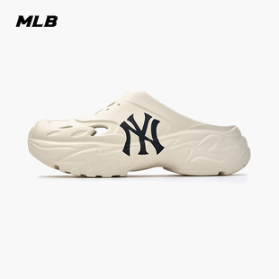 新款 MLB官方 25夏季 拖鞋 SQR01 男女情侶休閑鏤空大logo厚底涼鞋