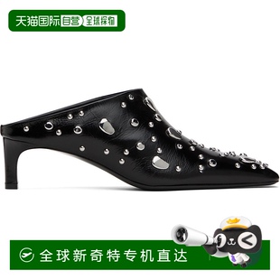 吉爾 Sander 桑達(dá) 女士 J15WP0 香港直郵潮奢 黑色鉚釘穆勒鞋 Jil