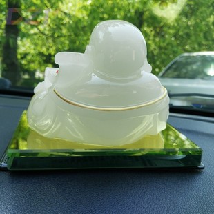 廠家直銷汽車香水座 漢白玉特大拉絲變色佛車載擺件c2 萬事如意