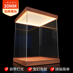 帶燈適用積木模型展示盒亞克力高透明防塵罩手辦高達發(fā)光展示盒柜