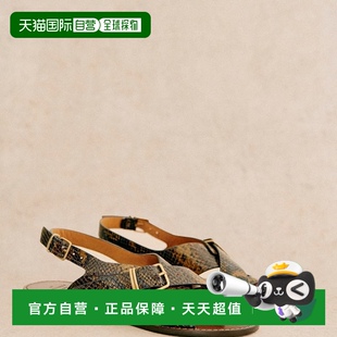 休閑法國 新款 歐洲直郵Sezane 女士卡其色牛皮涼鞋