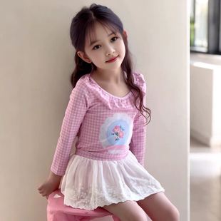 兒童泳裝 女童泳衣分體平角裙式 新款 防曬泳衣夏季 保守公主風(fēng)長袖