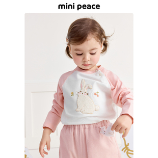 T恤女寶新款 幼童小兔子長(zhǎng)袖 minipeace太平鳥童裝 秋裝 專柜同款