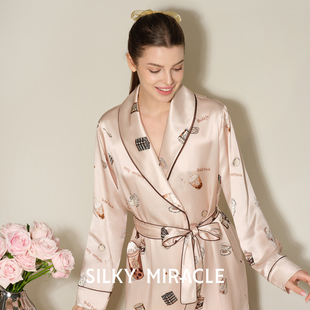 SILKY Tea晨袍女長桑蠶絲睡衣家居服可外穿 MIRACLE真絲睡袍Boba