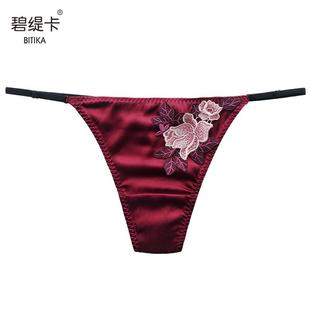 結婚細帶性感情調小褲 低腰無痕國風丁字褲 頭 女 桑蠶絲本命紅內褲