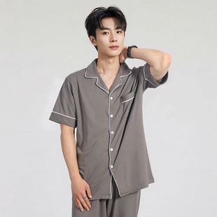空調房家居服套裝 XSHARK鯊魚可外穿寬松短袖 夏季 睡衣大碼 純棉男士