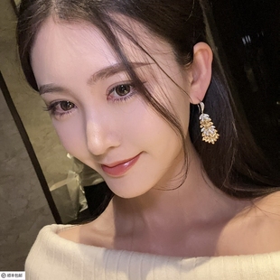 白富美南法度假風黃金色麥穗耳鉤耳環女925銀鍍18K黃金重工珠寶款