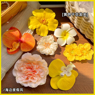 黃色花朵發(fā)夾夏天海邊度假風(fēng)拍照旅游氛圍感鴨嘴夾低馬尾發(fā)夾發(fā)卡