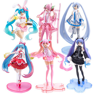 初音未來手辦櫻花兔子雪初音可愛少女心車載桌面機箱擺件公仔模型