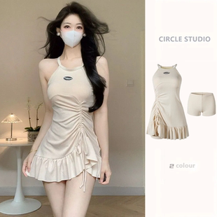 高級感 ins純欲少女小胸聚攏2025新款 泳衣女裙式 分體保守顯瘦韓版