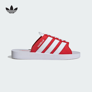 一字拖涼鞋 adidas阿迪達斯三葉草拖鞋 夏季 BEACH JQ7424 女GAZELLE
