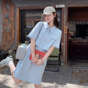 工裝 韓版 裙女2025款 休閑簡約氣質襯衫 風小個子百搭連衣裙 顯瘦時尚