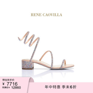 CAOVILLA RENE 末6折 CLEO系列粗跟水鉆女士涼鞋 季