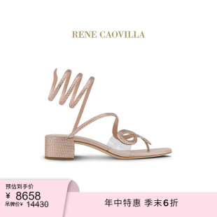 CAOVILLA RENE 末6折 SNAKE系列粗跟水鉆女士涼鞋 季