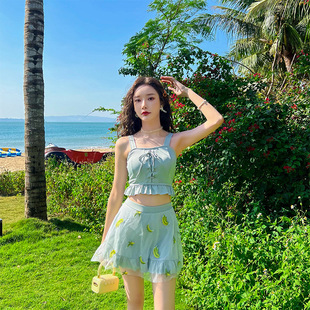 遮肚顯瘦韓國(guó)ins風(fēng)保守仙女范分體泳衣 女款 2025新款 溫泉泳裝