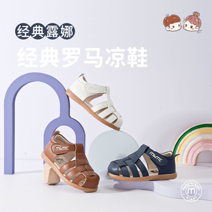 復(fù)古包頭幼童沙灘鞋 男童戶外鞋 魔術(shù)貼 兒童羅馬涼鞋 m1m2西班牙童鞋