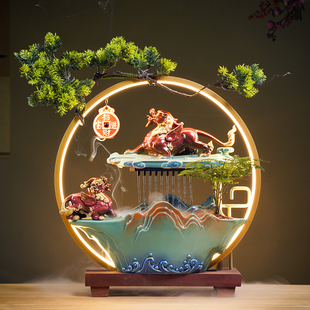 貔貅飛天皮丘風水輪流水噴泉招財客廳辦公室前臺會所店鋪開業禮品