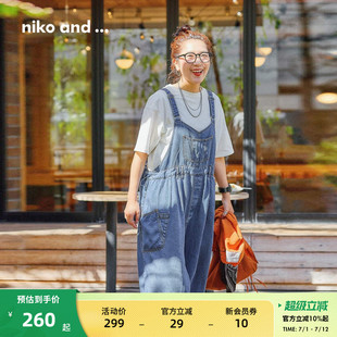 女2025夏季 新款 時尚 niko 寬松背帶褲 ...連體褲 休閑薄款 326441 and