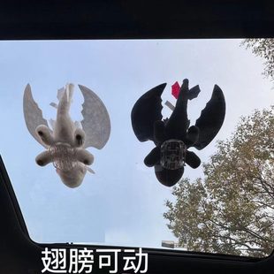 網紅頭盔翅膀飛龍汽車頂裝 飾玩偶車外窗公仔摩托車天窗可拆卸娃娃