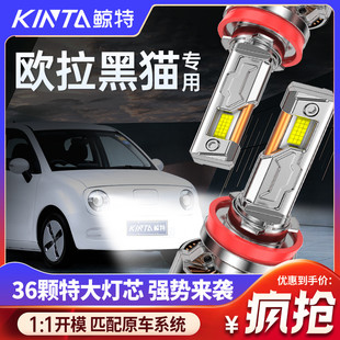 適用歐拉黑貓專用白貓led大燈改裝 遠近光一體超亮強光激光車燈泡