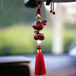 檀木一鹿平安汽車掛件高級感車載車掛新創(chuàng)意車內(nèi)吊飾吊墜高檔大氣
