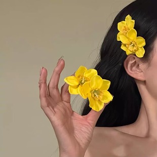 氛圍感扶桑花發夾女春夏2025新款 海邊度假可愛頭花側邊夾發飾頭飾