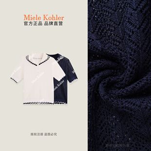 新款 澳門小源同款 鏤空花邊短袖 MKAX1A035 針織衫 100%萊賽爾夏季