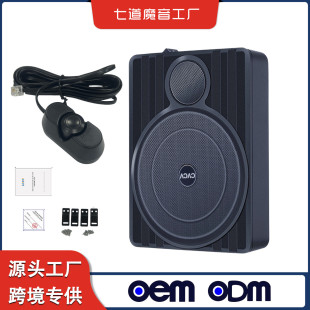 跨境大功率10寸彩燈款 鋁合金車(chē)載座椅低音炮功放有源超薄汽車(chē)音響