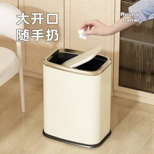 JF不銹鋼垃圾桶辦公室酒店家用客廳翻蓋衛(wèi)生間廚房大容量2025新款