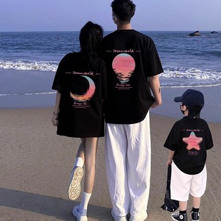 2025超火親子裝 多巴胺衣服童裝 一家三四口夏季 t恤衫 短袖 不一樣