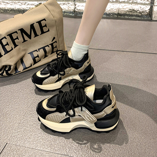 女2025夏季 復(fù)古百搭休閑阿甘鞋 新款 厚底輕便運(yùn)動(dòng)鞋 爆款 增高老爹鞋