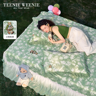 TeenieWeenie莫奈玫瑰冰絲涼席三件套夏天2025新款 花邊床裙涼感席