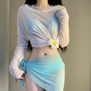 顯瘦純欲泳衣女度假 防曬比基尼大碼 2025新款 分體小胸聚攏性感罩衫