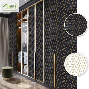 Funlife金色韶華家居改裝 貼衣柜廚柜房門翻新防水自粘墻貼SWP088